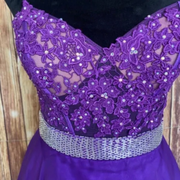 Mori Lee A-Line Sweetheart Beading Sleeveless Short Chiffon Cocktail Dress Sz 6 - Picture 5 of 5